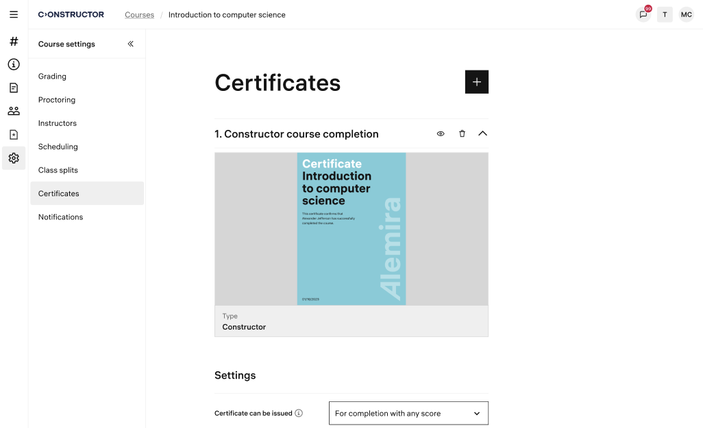 Course catalogue overview in the LMS showing structured pathways and enrolments.
