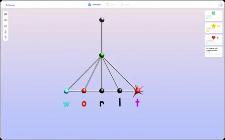 Grafari spelling activity with multisensory cues supporting orthography practice.
