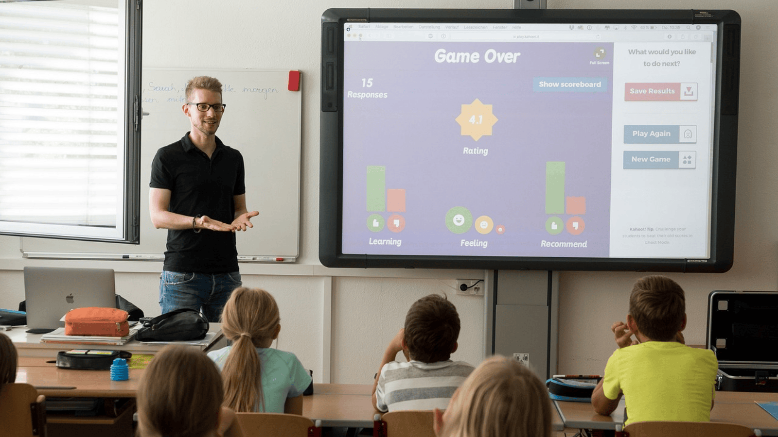Illustration of technology supporting teaching and learning in the classroom.